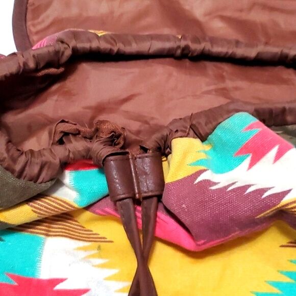 Mossimo Boho Azte  Southwestern Pattern Large Canvas Backpack - Picture 9 of 11